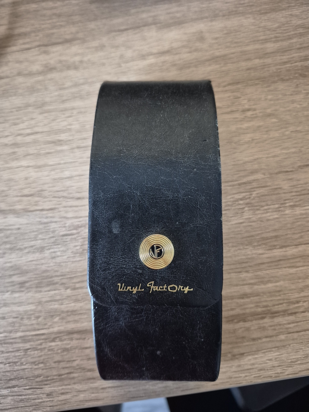 Vinyl Factory Black Faux-Leather Glasses Case with Gold Snap Button